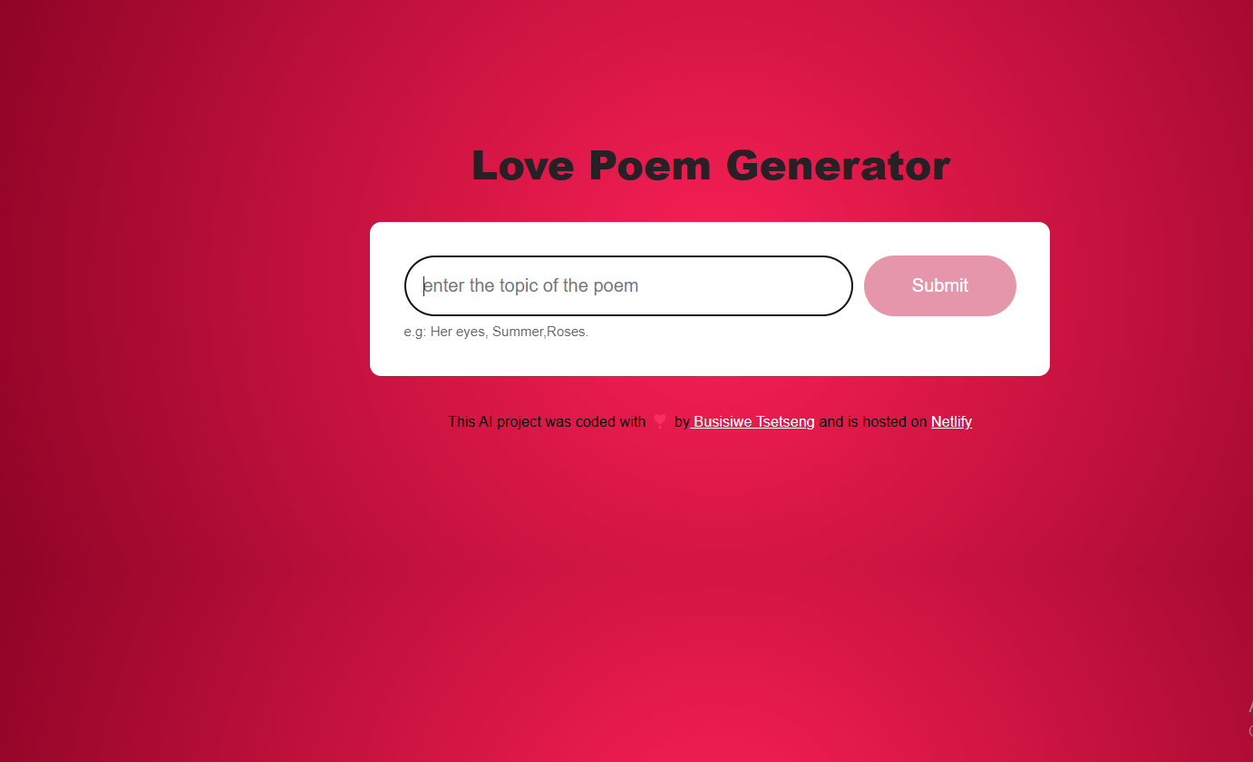 image of Love Poem generator